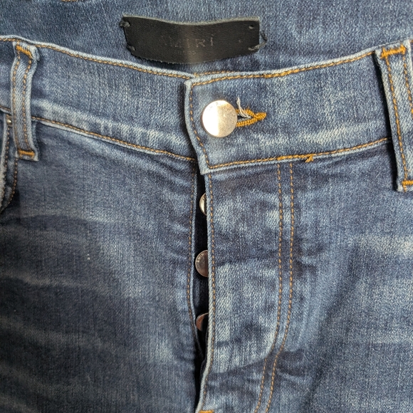 Amiri Skinny Jeans Button Fly Med Wash Distressed Sz 38 - Picture 6 of 13
